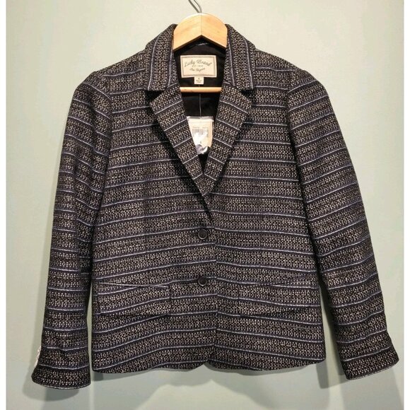 Lucky Brand Jackets & Blazers - New Lucky Brand Black Blue Tweed 2 Button Lined Blazer Office Sz 4